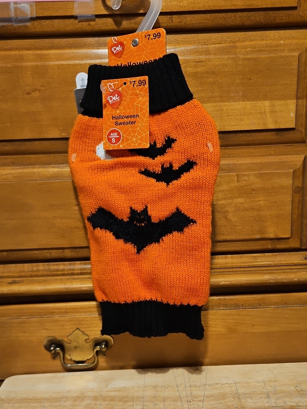 Pet Halloween Bat Knit Dog Sweater - Orange & Black